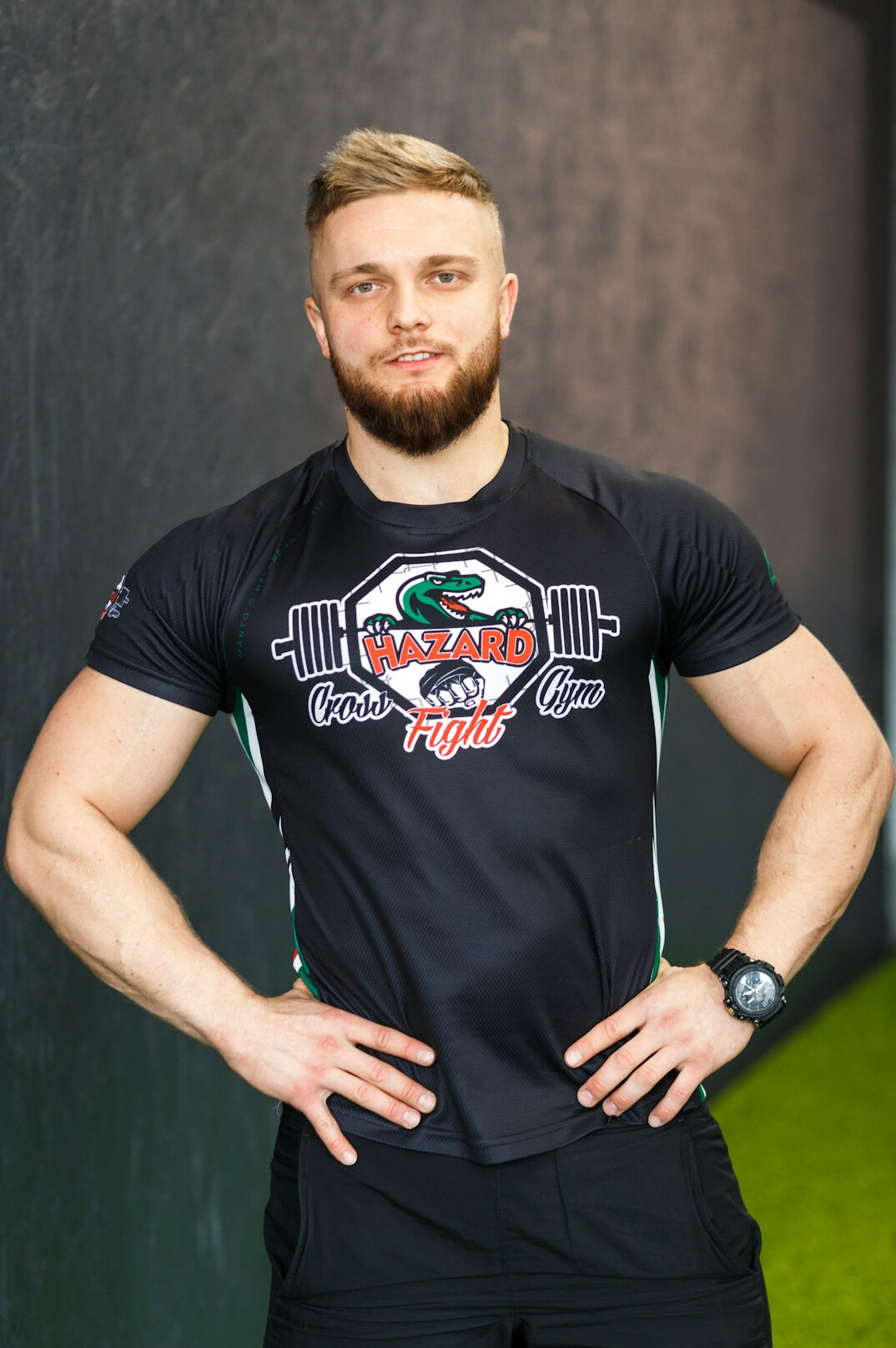 Studio portrait of a Slovenian man fitness program manager