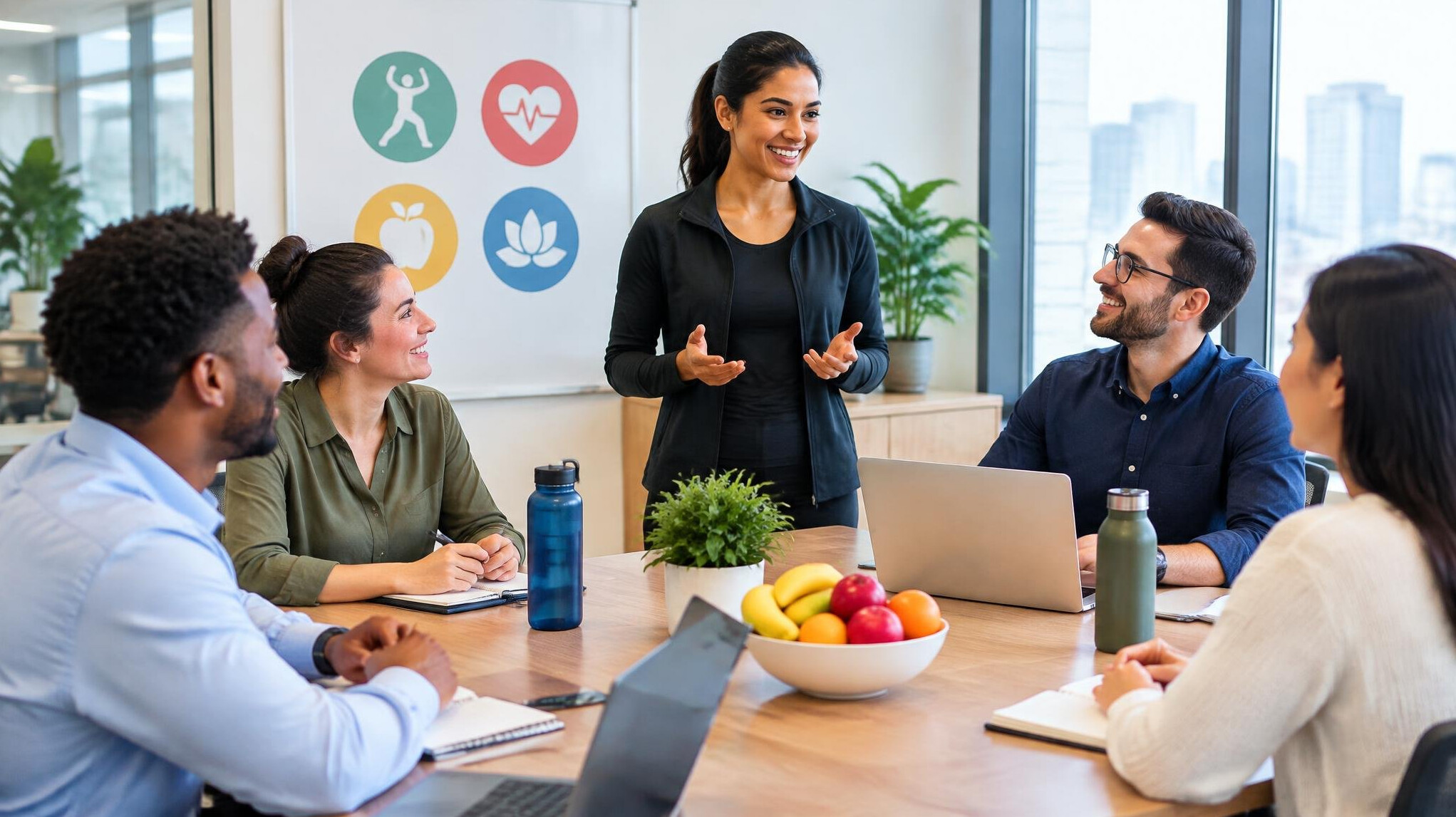 healthy employees in office