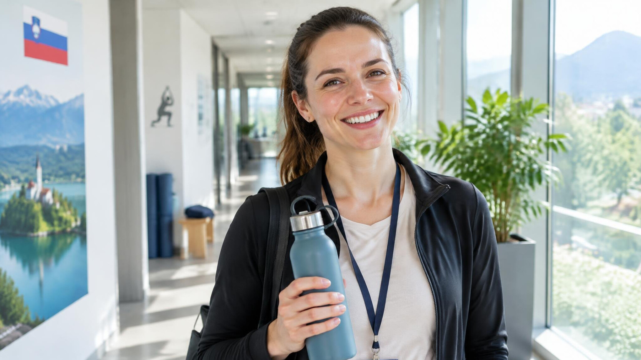 Smiling employee after a workplace wellness session