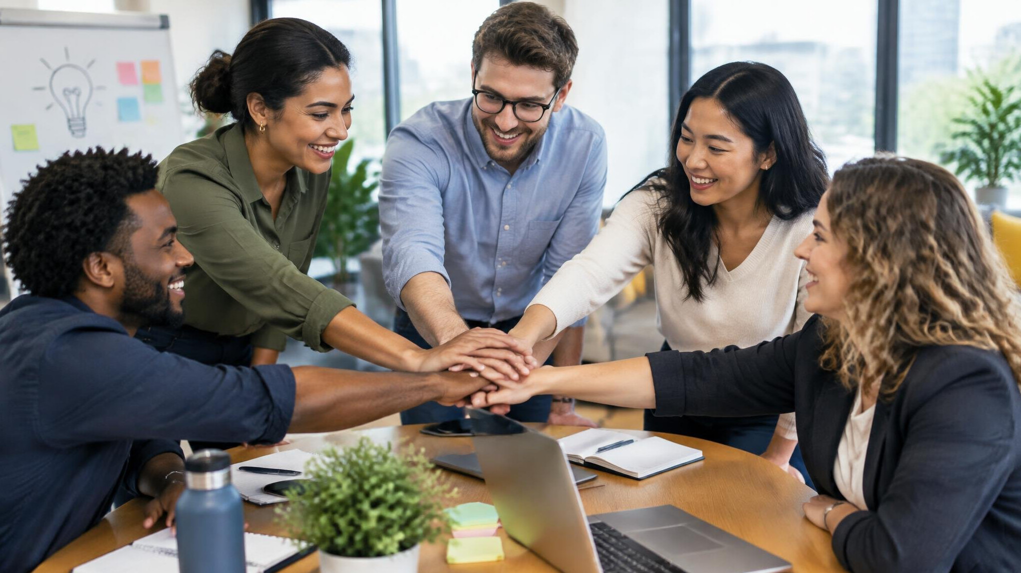 motivated corporate team in meeting